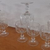 Set of 6 glasses aperitif / digestive on feet grape decoration and vine shoot Luminarc