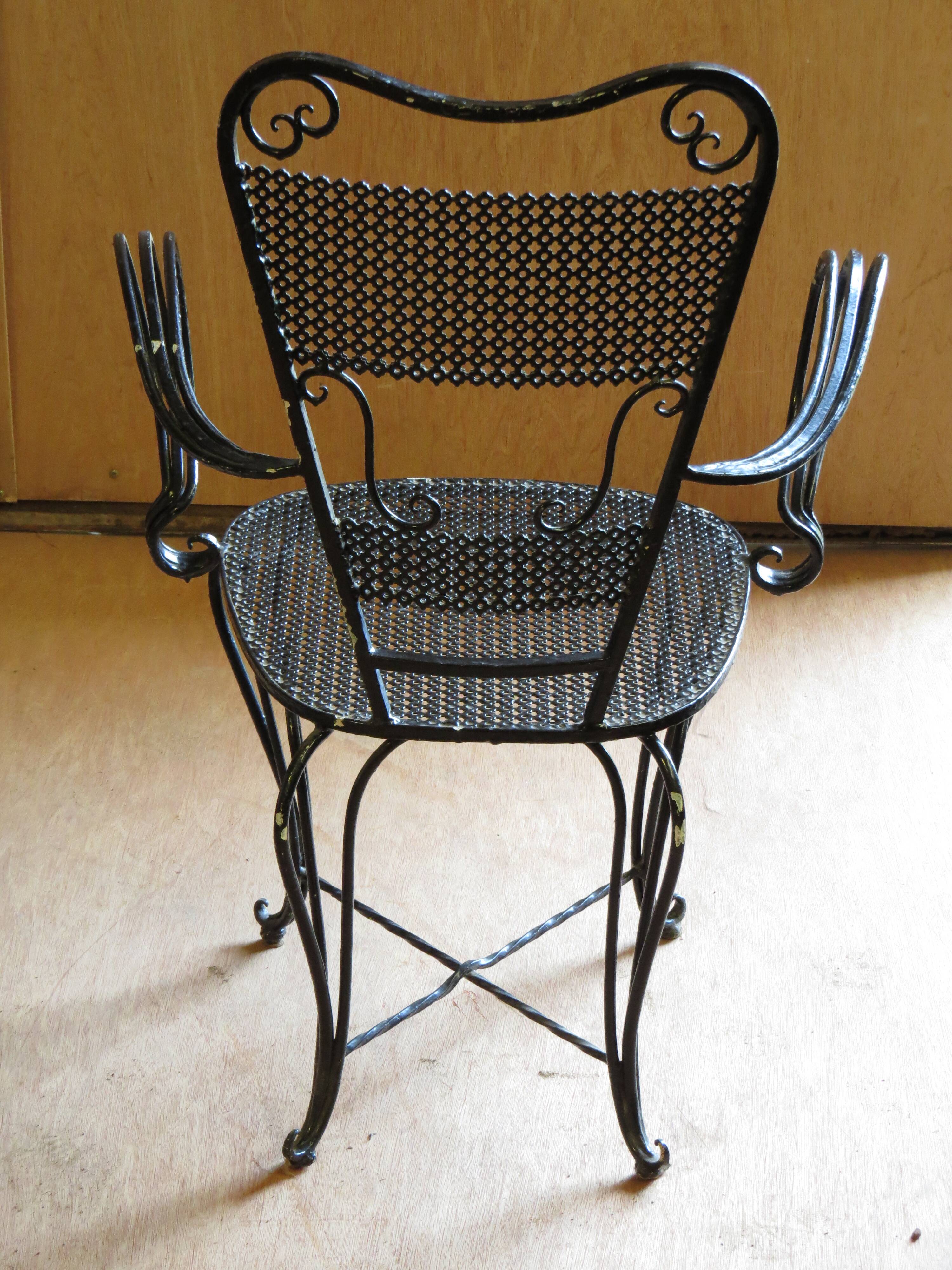 Black lacquered 1900 style wrought iron armchair