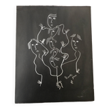 Original drawing abstract faces Yves Nivelle