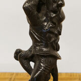 Lamp monkey learned juggler in patinated bronze