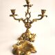 French Dessert Set: Candelabrum and "Feuille" Tray in Gilded Bronze