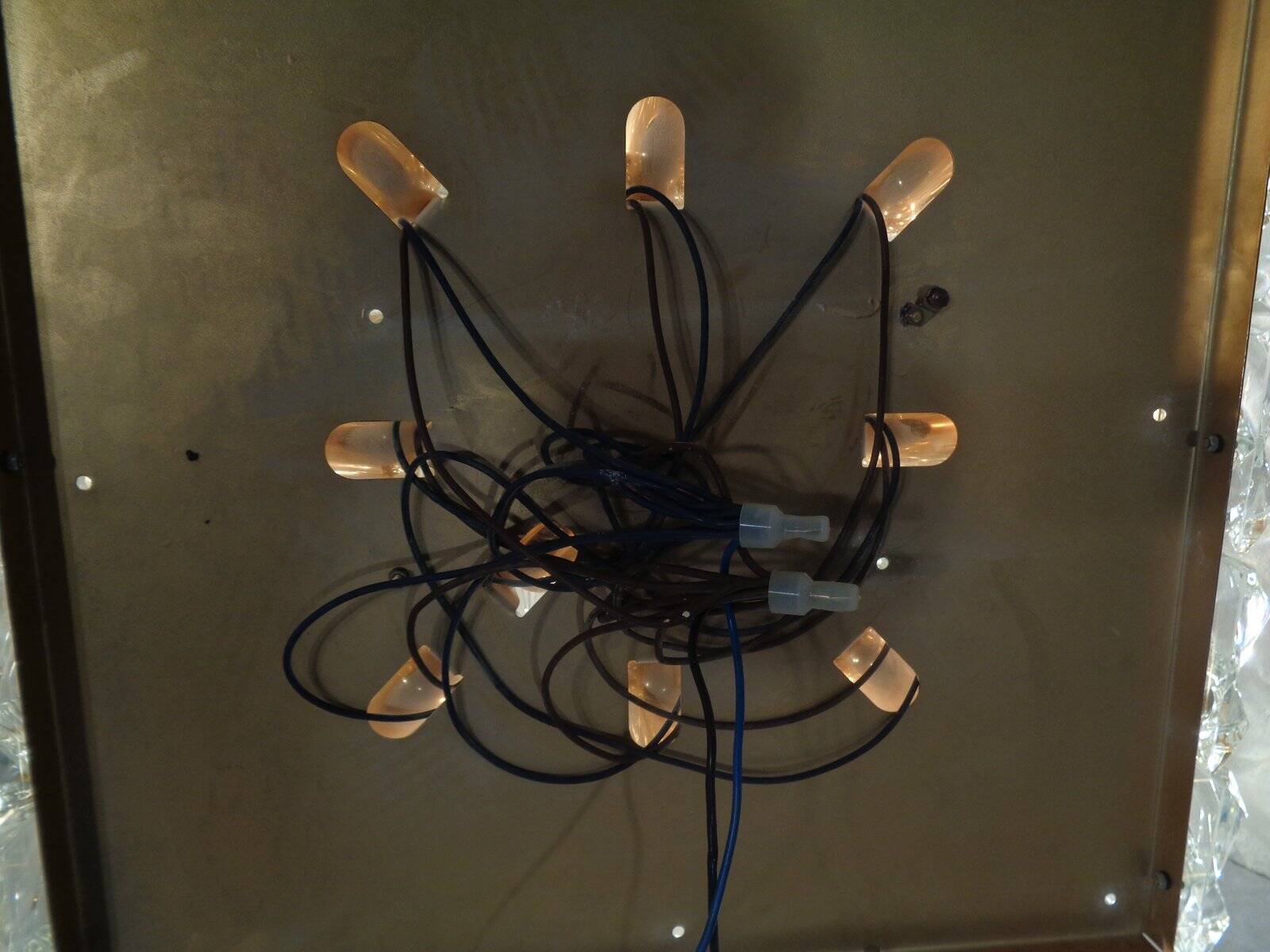 Large gold-plated and crystal glass flush mount from Kinkeldey, Germany, 1970s.