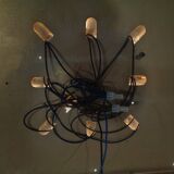 Large gold-plated and crystal glass flush mount from Kinkeldey, Germany, 1970s.