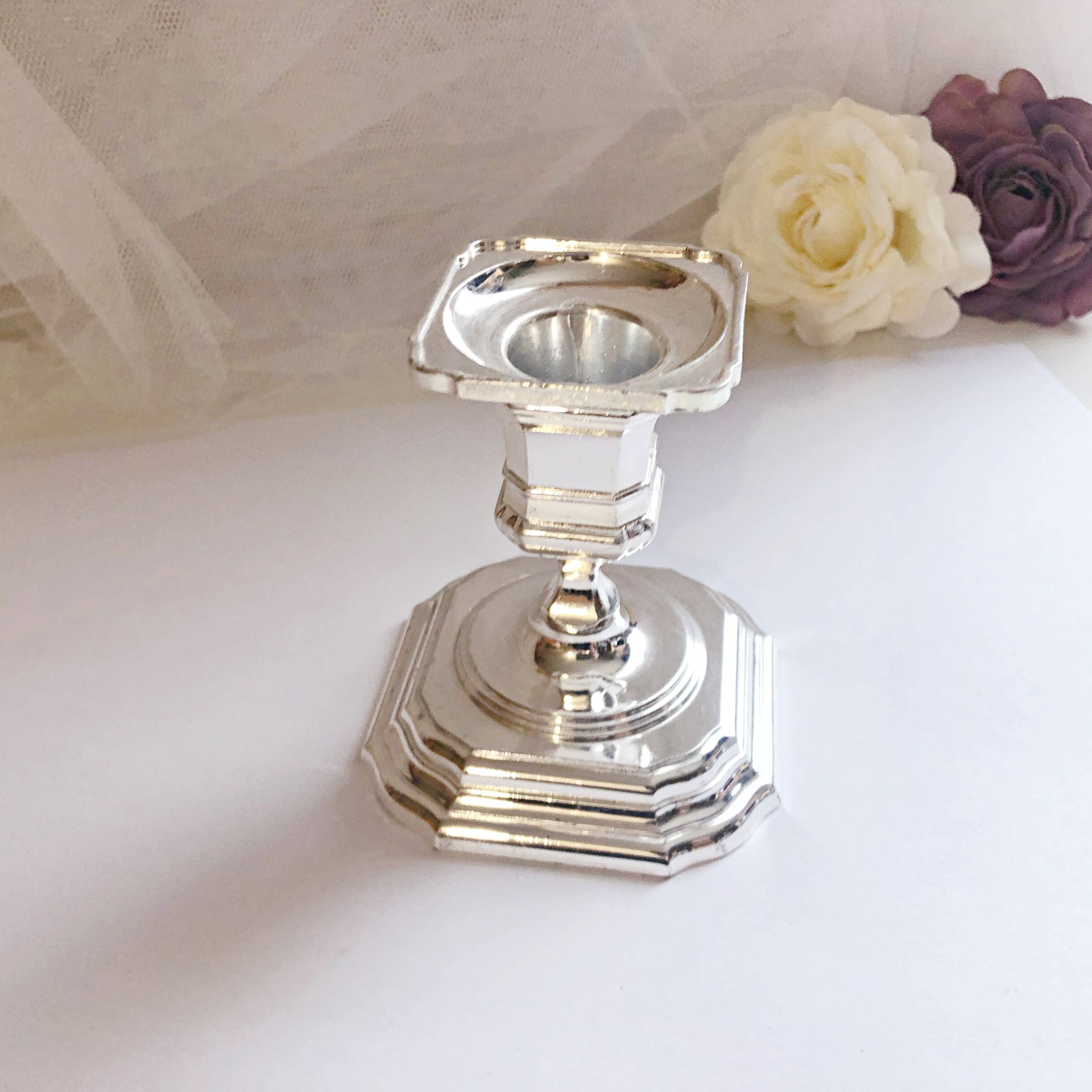 Candle holder on silver metal base Regency Style 20th West Germany