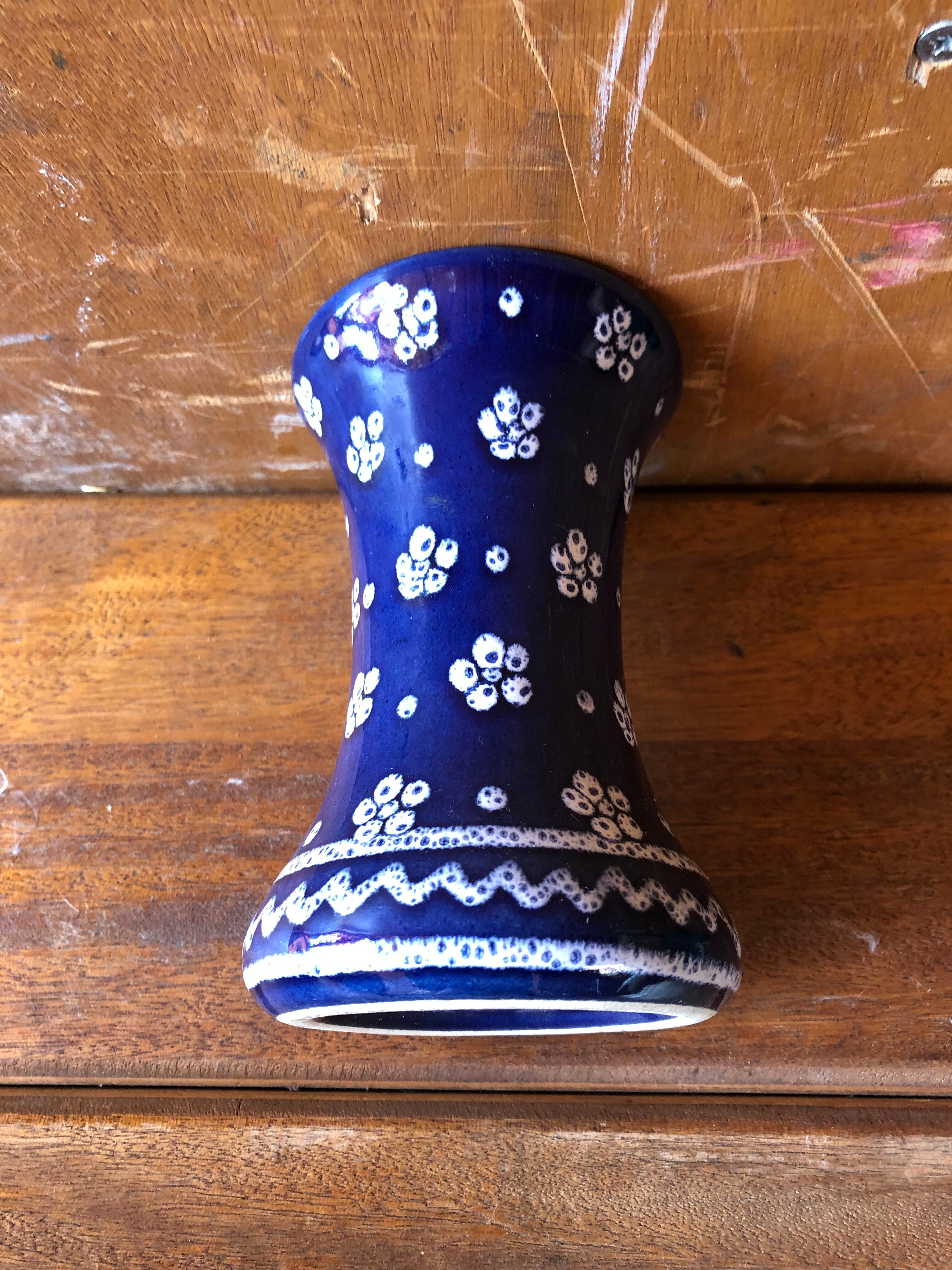 Pair of vase old gmundner keramik ceramic blue & white austria vintage