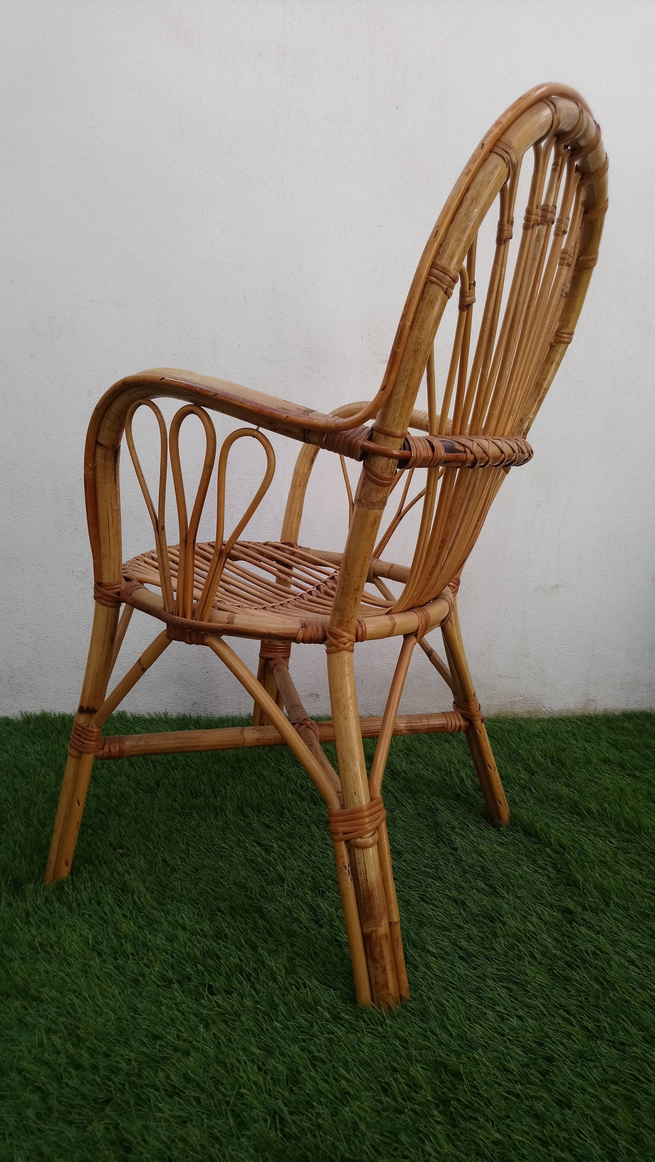 Duo de fauteuils en rotin années 70