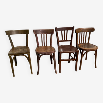 Set of 4 rustic bistro chairs