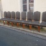 8 vintage chairs lined grey black