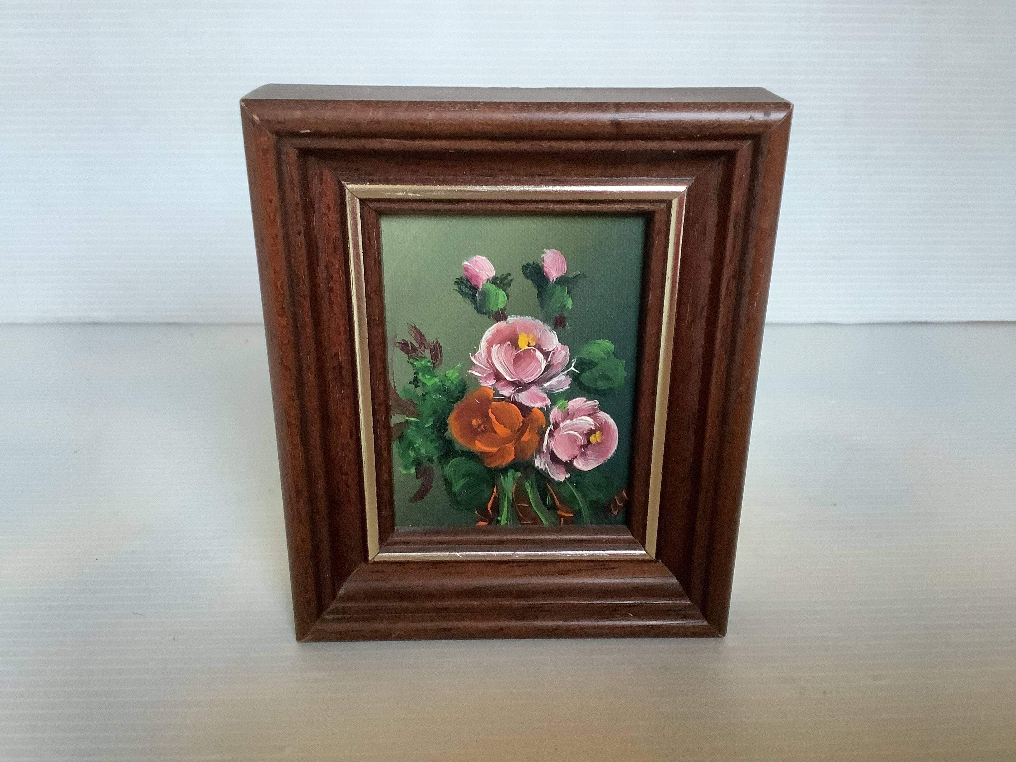 Mini painting bouquet of flowers oil on panel