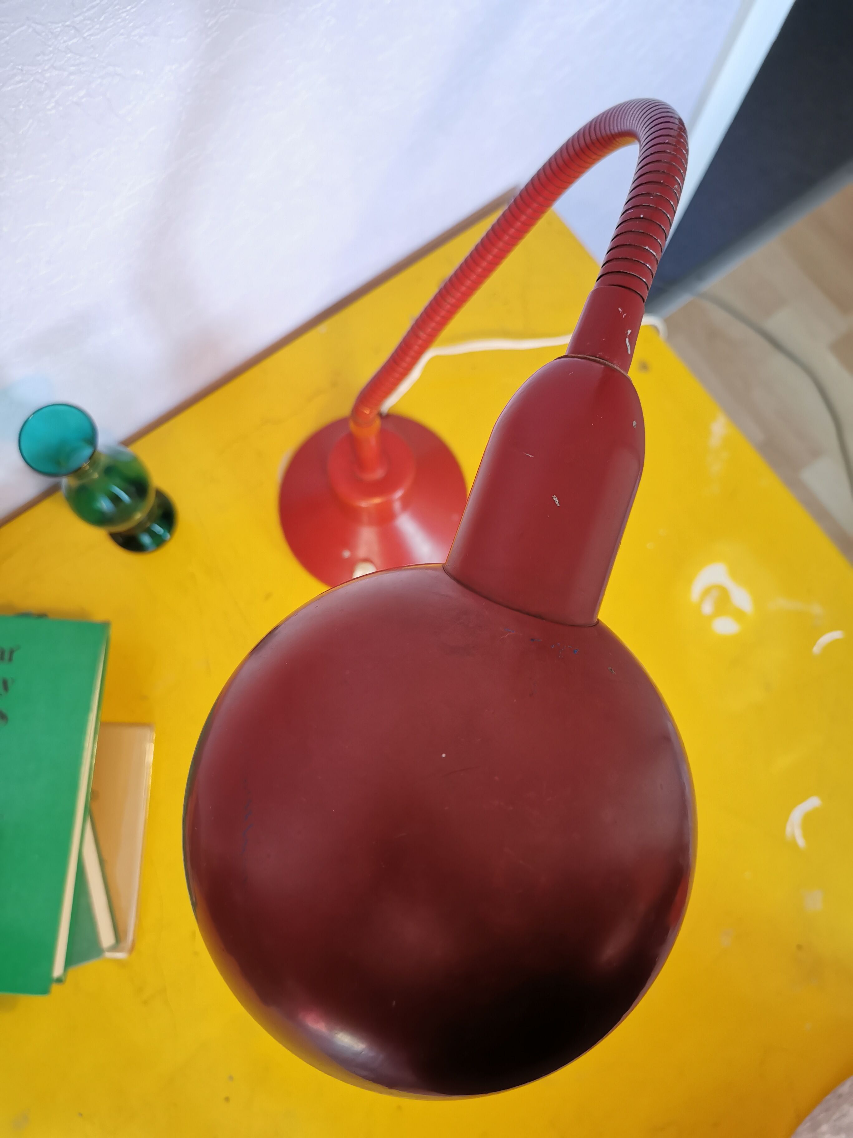 Burgundy flexible casserole lamp, 1960