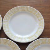 7 dessert plates 50s zebra yellow décor