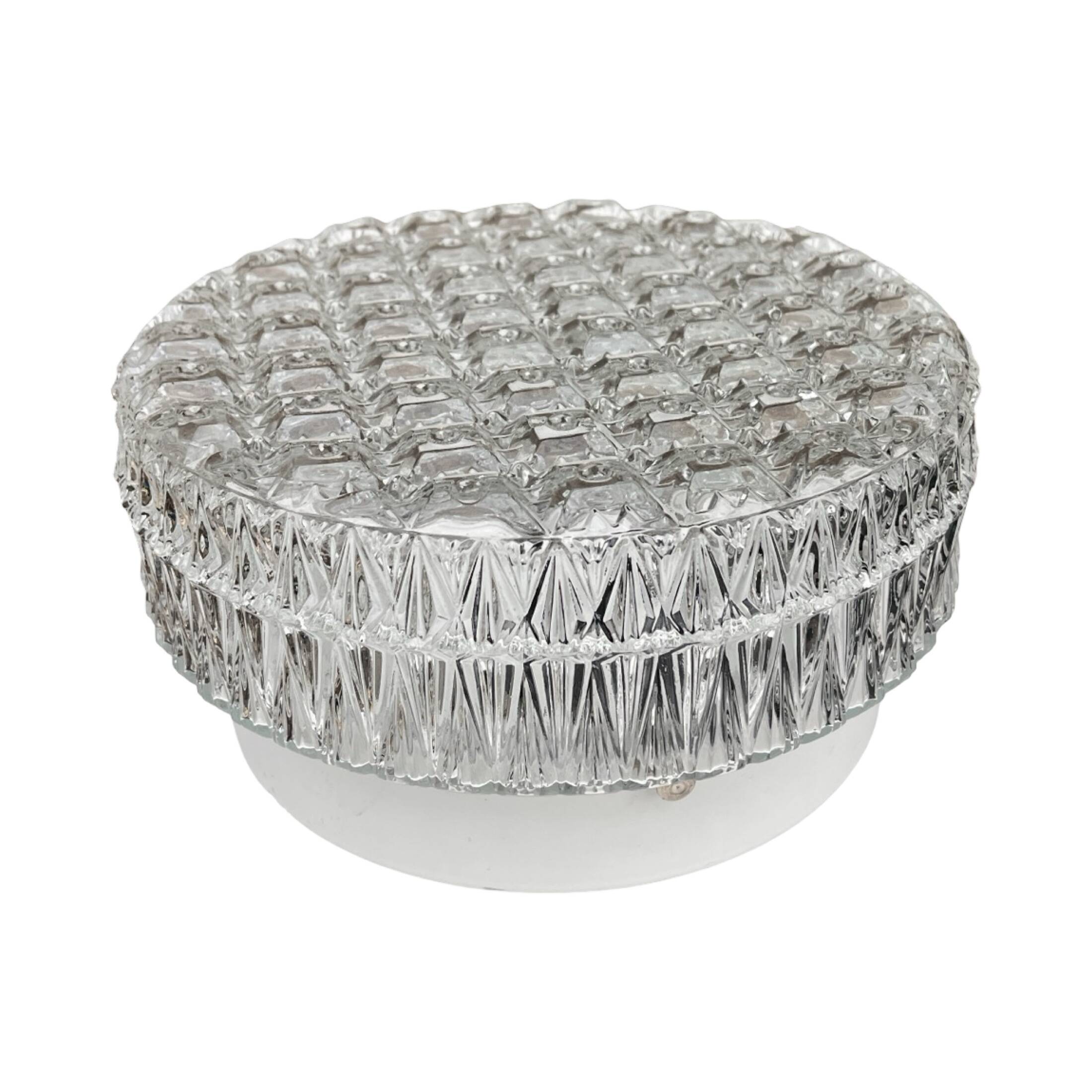 Crystal ceiling/wall lamp Kamenický Šenov, 1970s | Brusel style | Very good