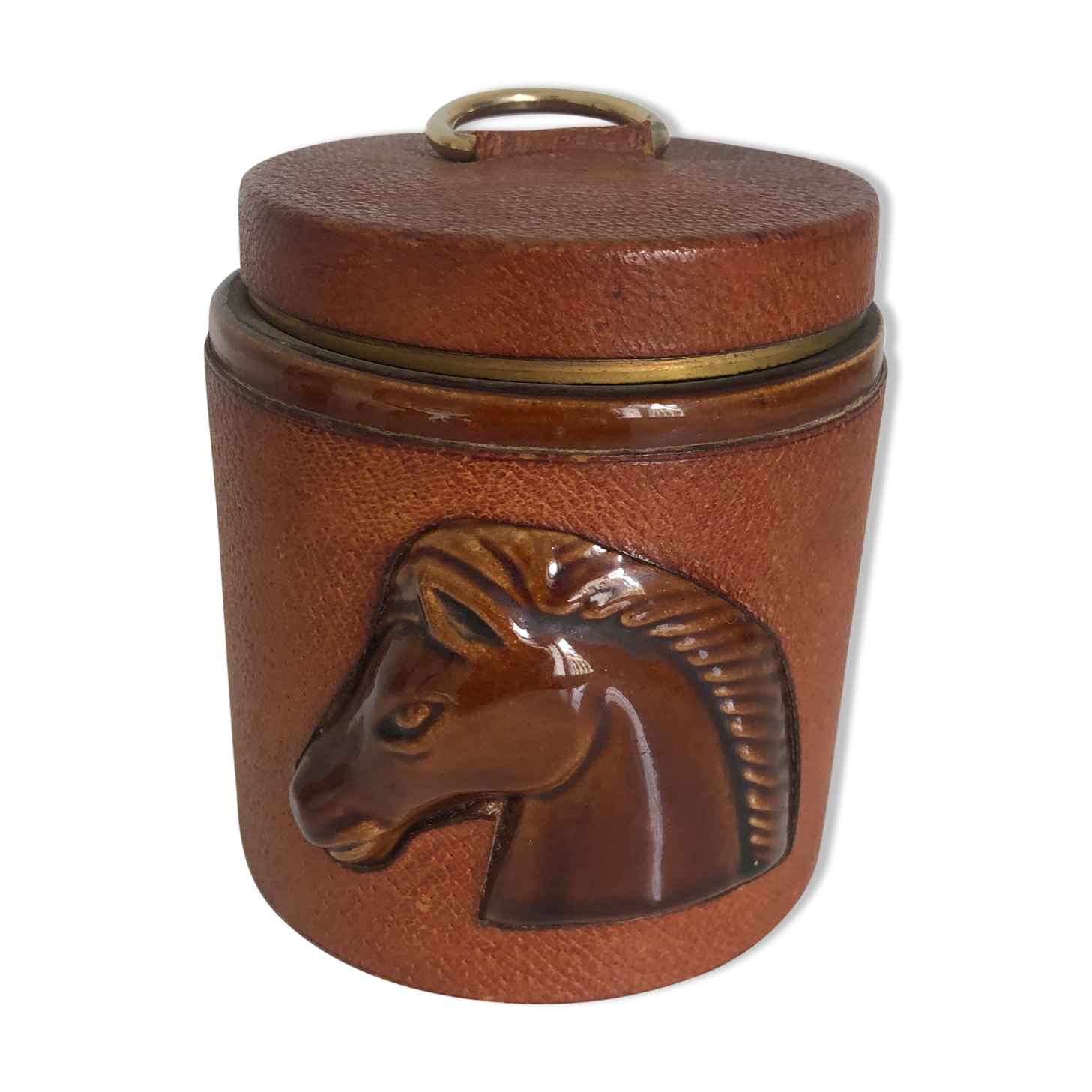 Vintage 1960 Longchamp horse leather cigarette holder - 11 x 10 cm