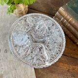 Large chiseled crystal sugar bowl