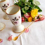 Lot of 6 porcelain mazagrans with golden spoons