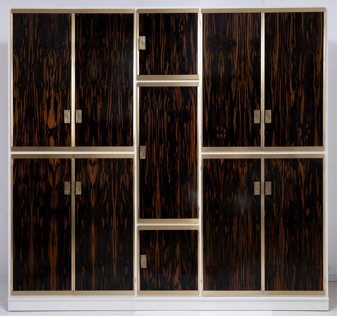 Luciano Frigerio Mid-Century Modern Italian Brass and Walnut Wardrobe, 1970