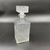 Vintage, whisky decanter, square, glass, diamond tip, square cap, tableware, décor