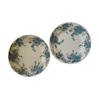 Pair of old flowered plates