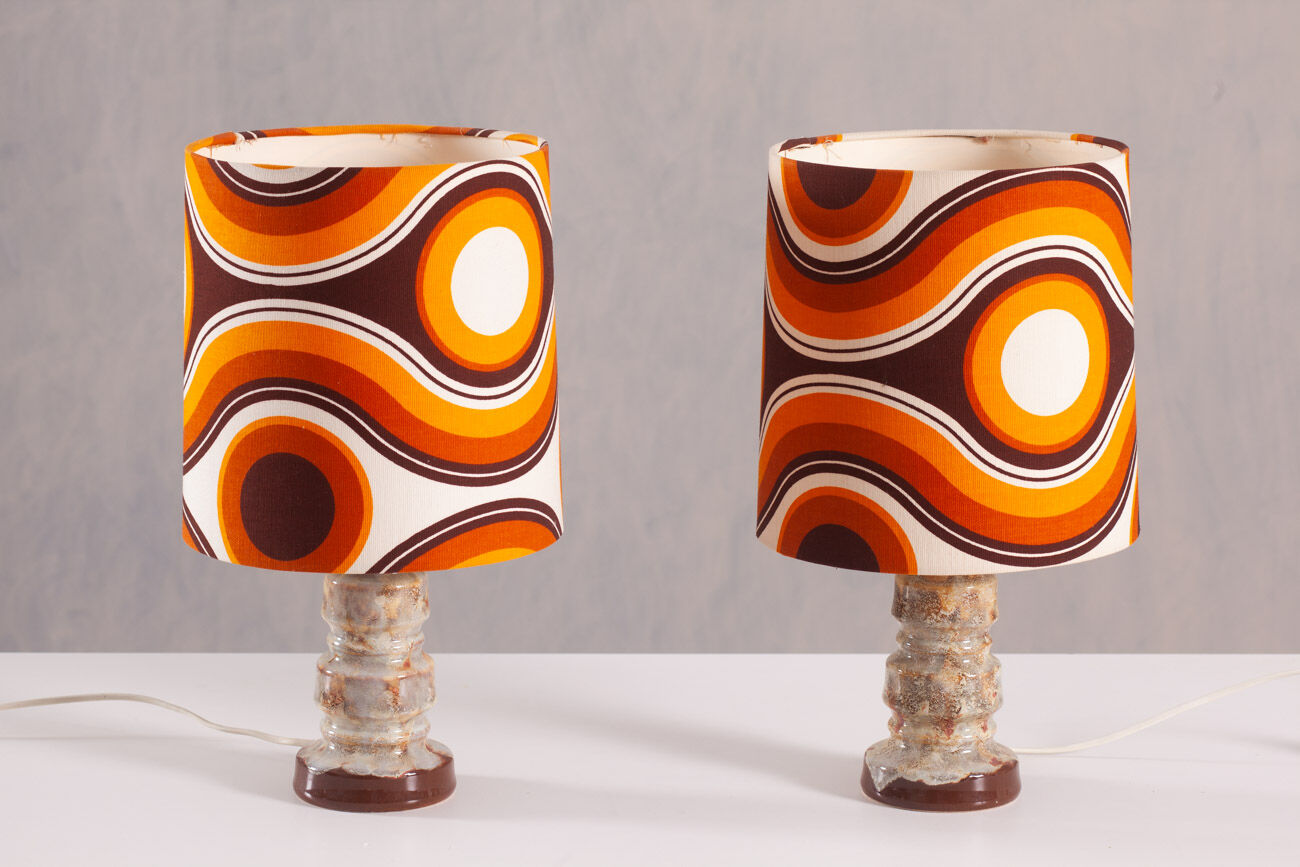 Vintage ceramic table lamps by Scheurich, Germany 1970s set of 2