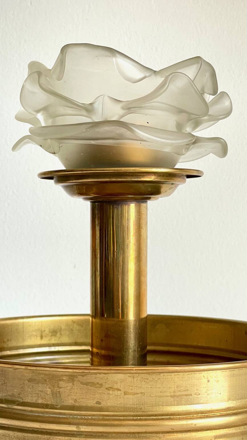 Vintage brass and glass centerpiece candle holder