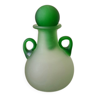 Green eared vial made of Murano glass paste