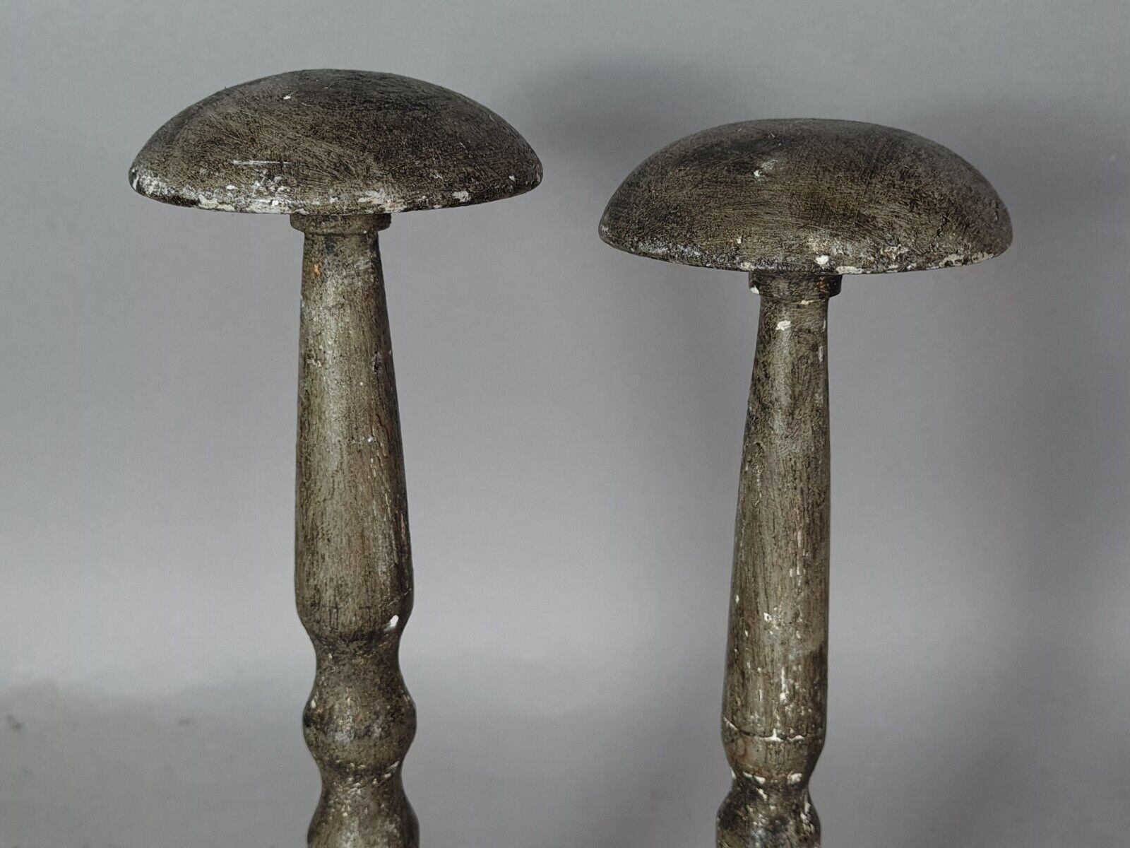 Old pair wooden hat holder patinated vintage 50s