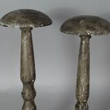 Old pair wooden hat holder patinated vintage 50s