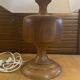 Vintage Scandinavian Turned Wood Lamp + Vintage Fabric Shade