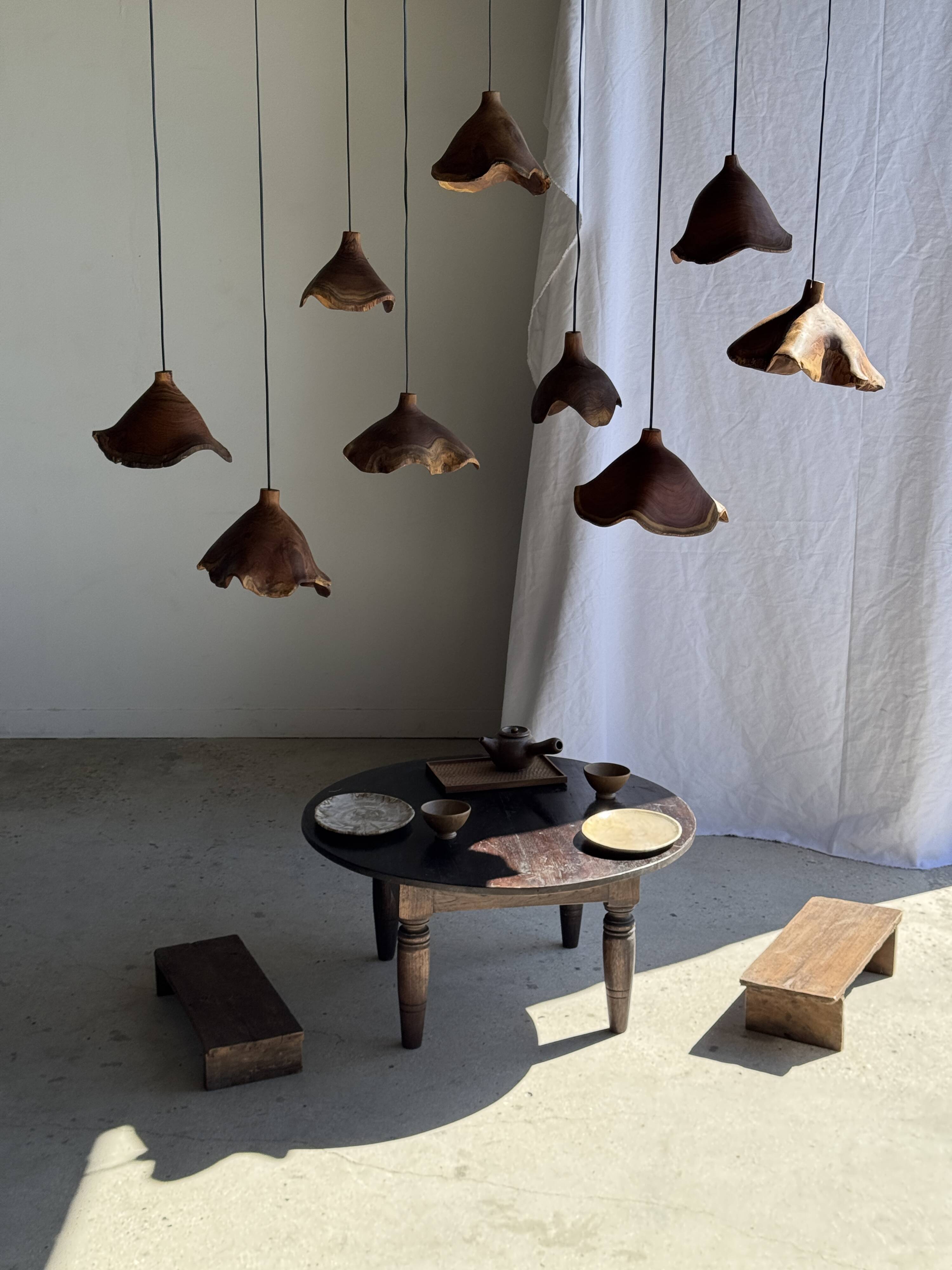 Small suspension in organic teak hat D30 H20