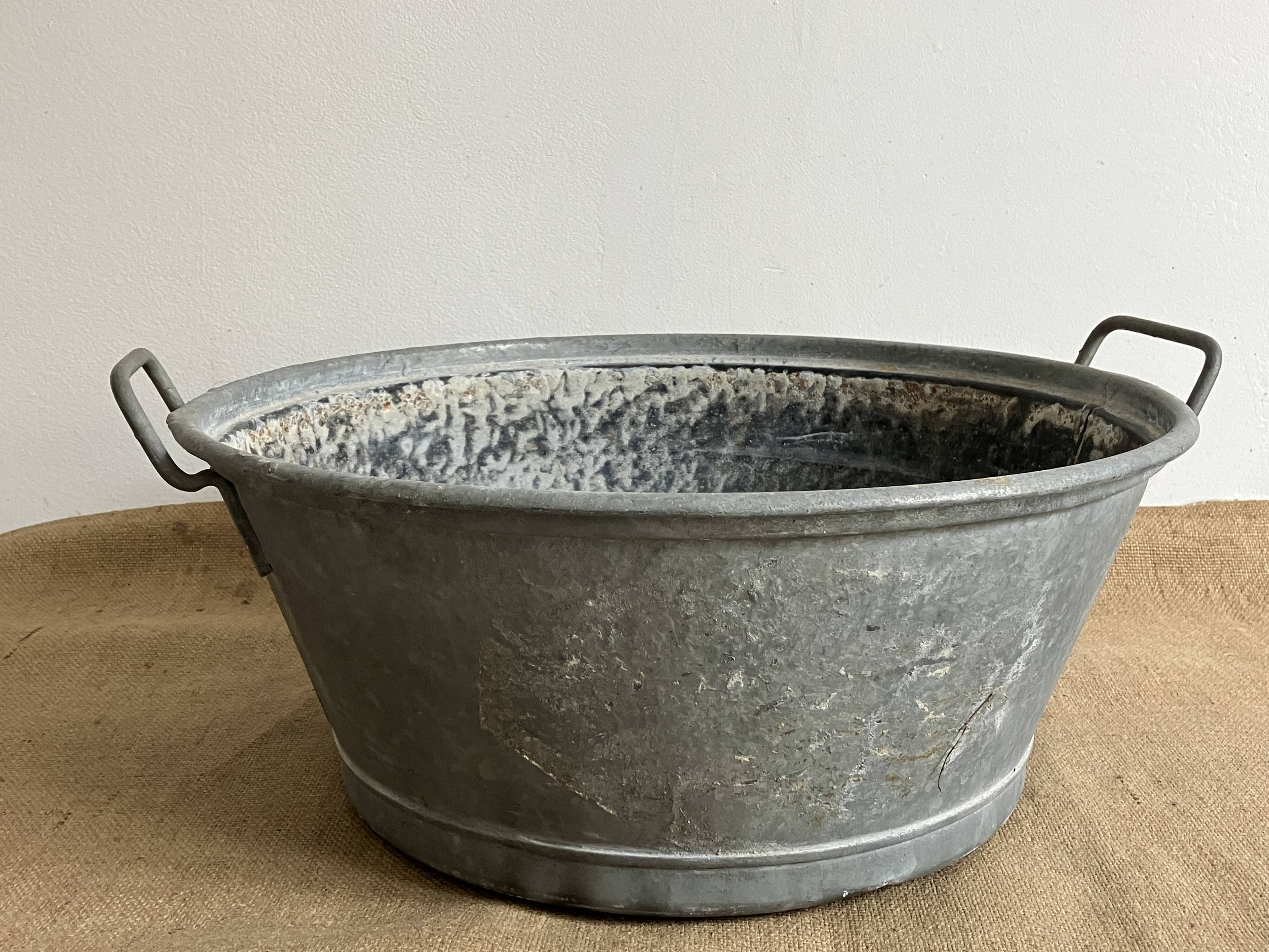 Zinc basin - Rectangular handles