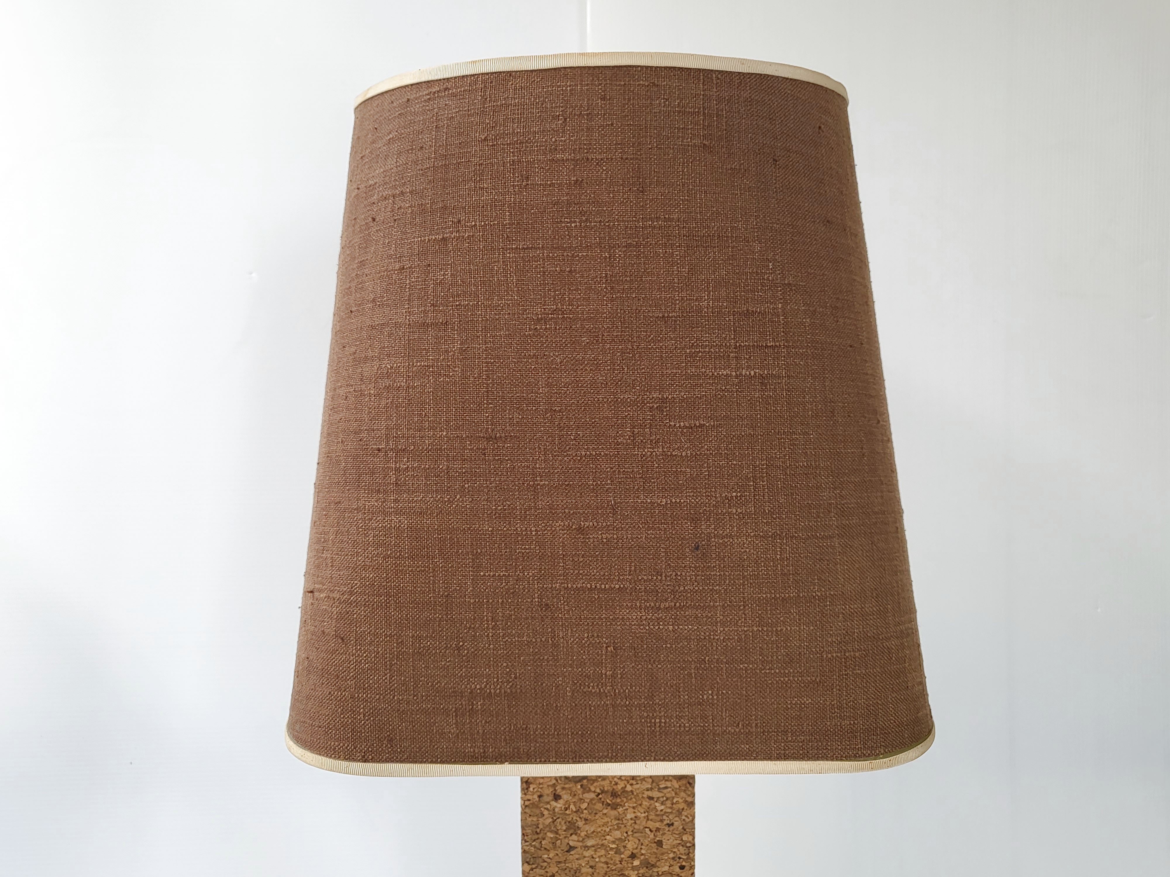 Vintage 1970 lamp in cork & metal