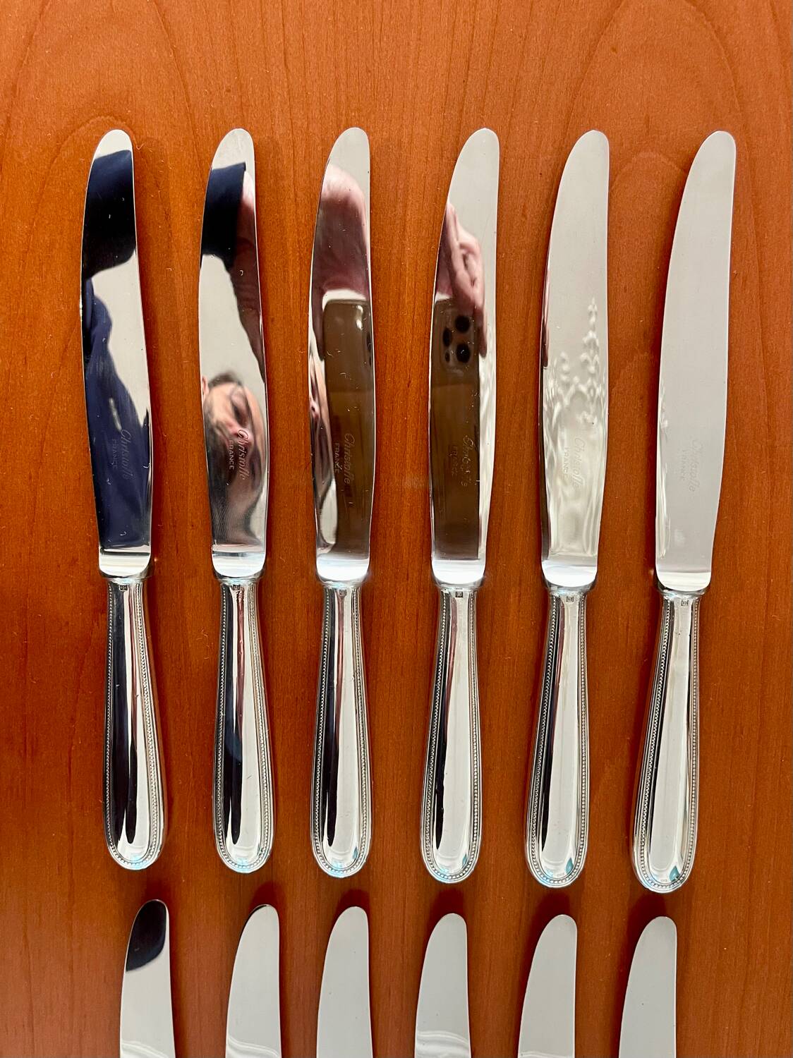 Christofle Perles 12 Table Knives 24.5 cm