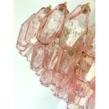 Pink “poliedri” murano glass chandelier