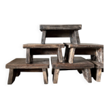 Small stool, side stool in old teak, footrest