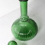 Vintage Emerald Green Glass Decanter / Rare Bottle with Stopper / Empoli