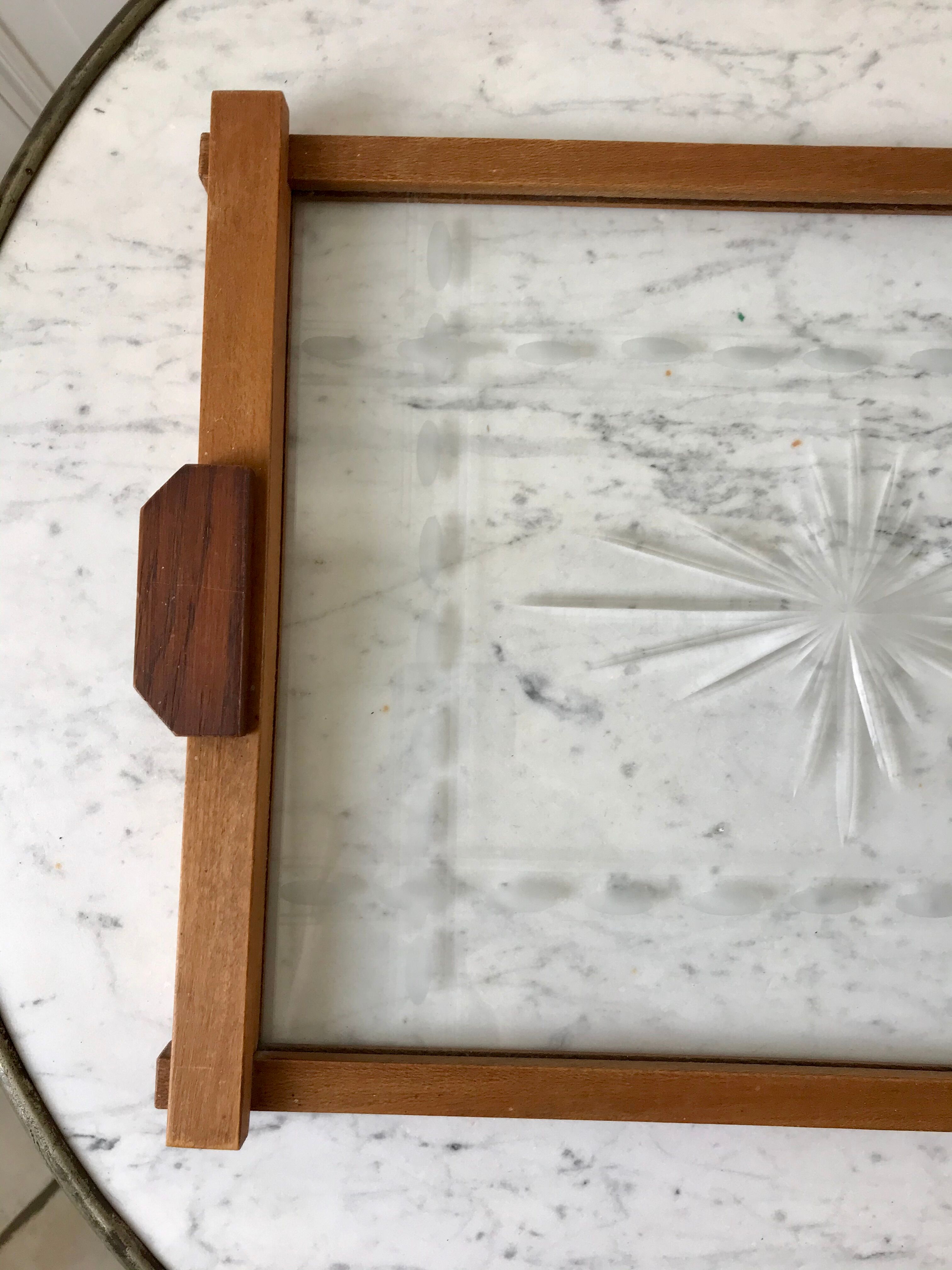 Wooden top and art deco glass 30s