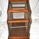 Large vintage wooden birdcage with metal mesh - Handmade 1960s