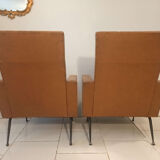 Pair of vintage leatherette armchairs from the 1960s
