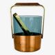 Scandinavian ice bucket in smoked glass and copper, vintage.