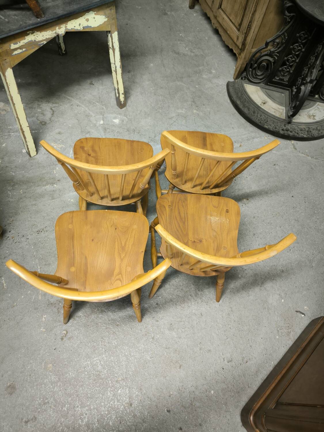 Set of 4 ERCOL chairs, Elm and Beech, 1960