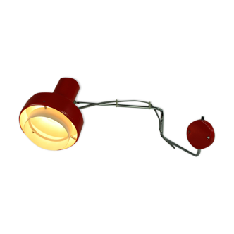 Wall light in red metal by Napako, Czechoslovakia 1960