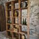 Old industrial shelf / room divider in pine, France, early 20th century