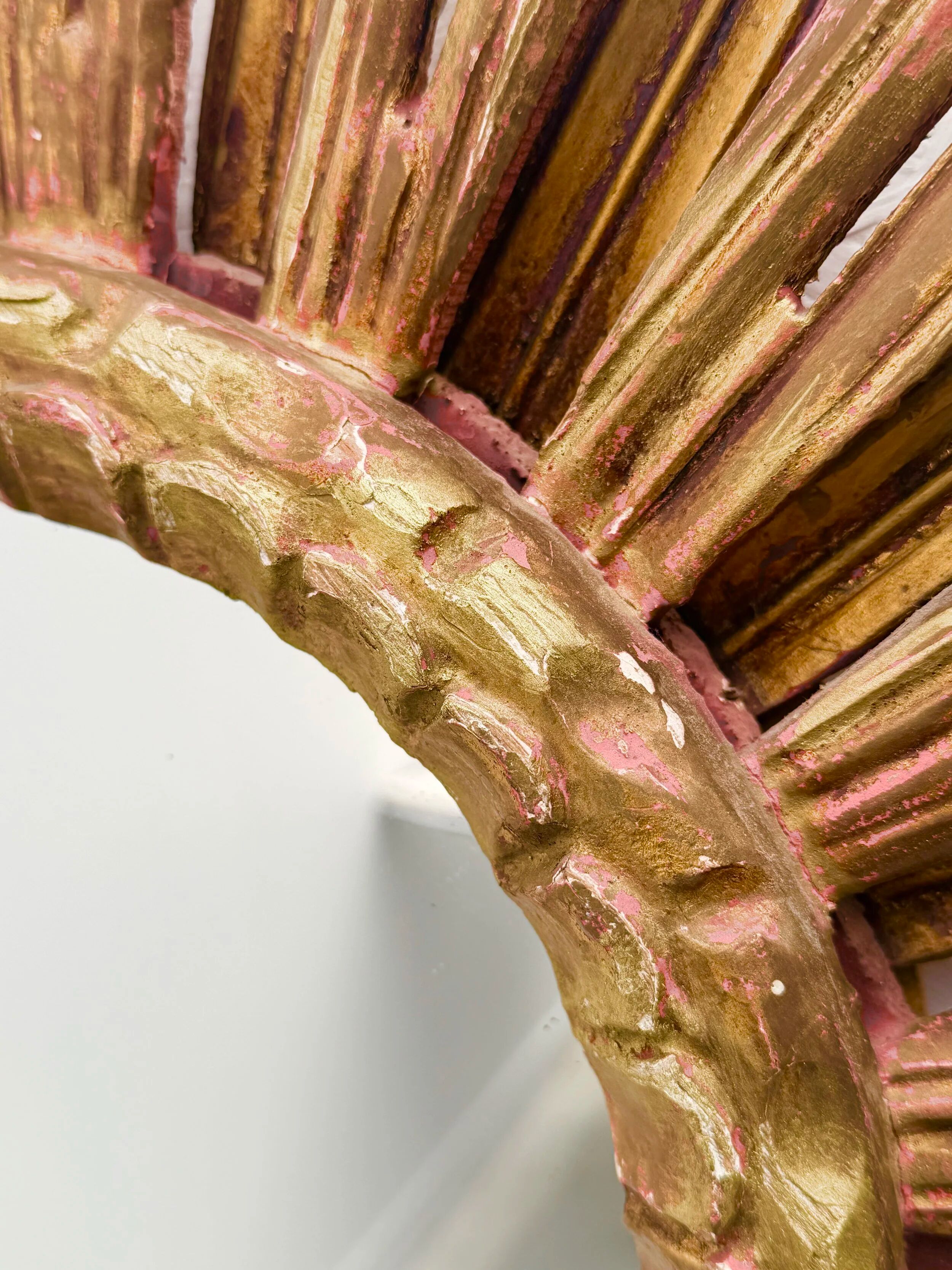 Large sun mirror in gilded wood, 1960