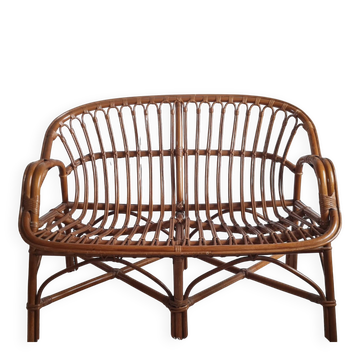 Rattan bench, 1970s