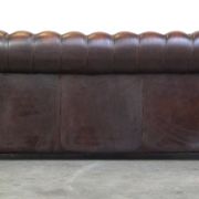 English Chesterfield 2.5 seater sofa in dark brown flamed cowhide leather