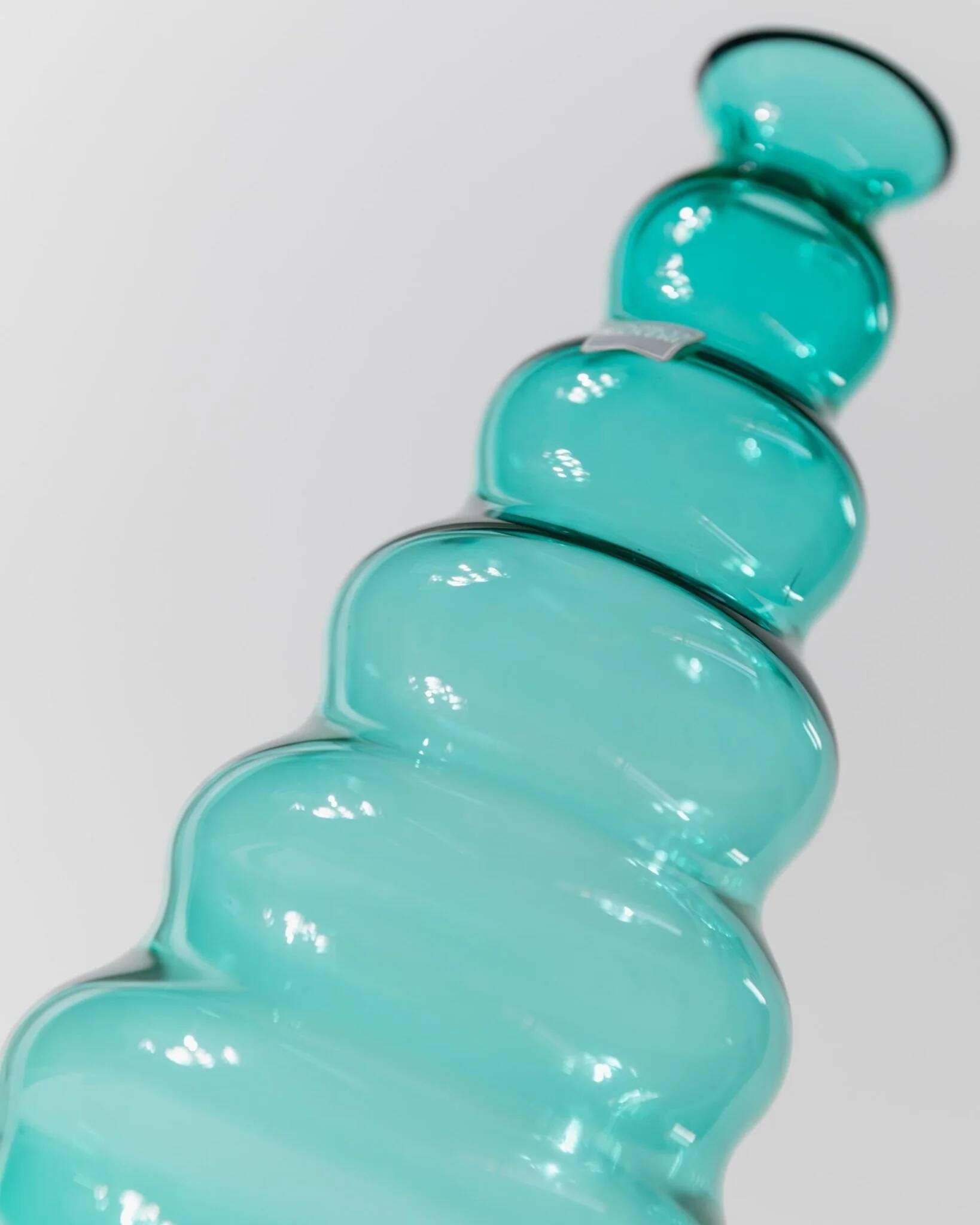 Turquoise Murano Glass Vase by Enrico Coveri, 1980s Italy – Wavy Bubble Silhouette in Transparent Glass