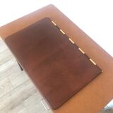 Double brown leather underhand signed Lancel