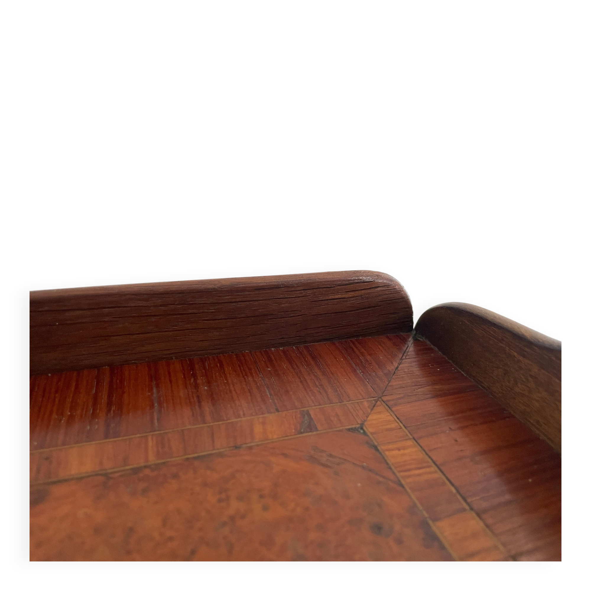 Wooden coffee table with a lovely square pattern, serving tray, 1960s, Germany.