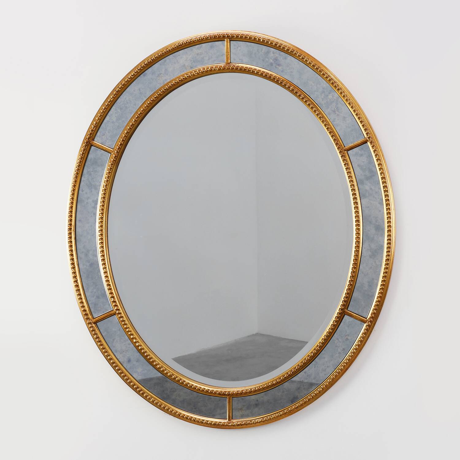 Mid-century gilt oval Mirror by Deknudt, Belgium 1980s