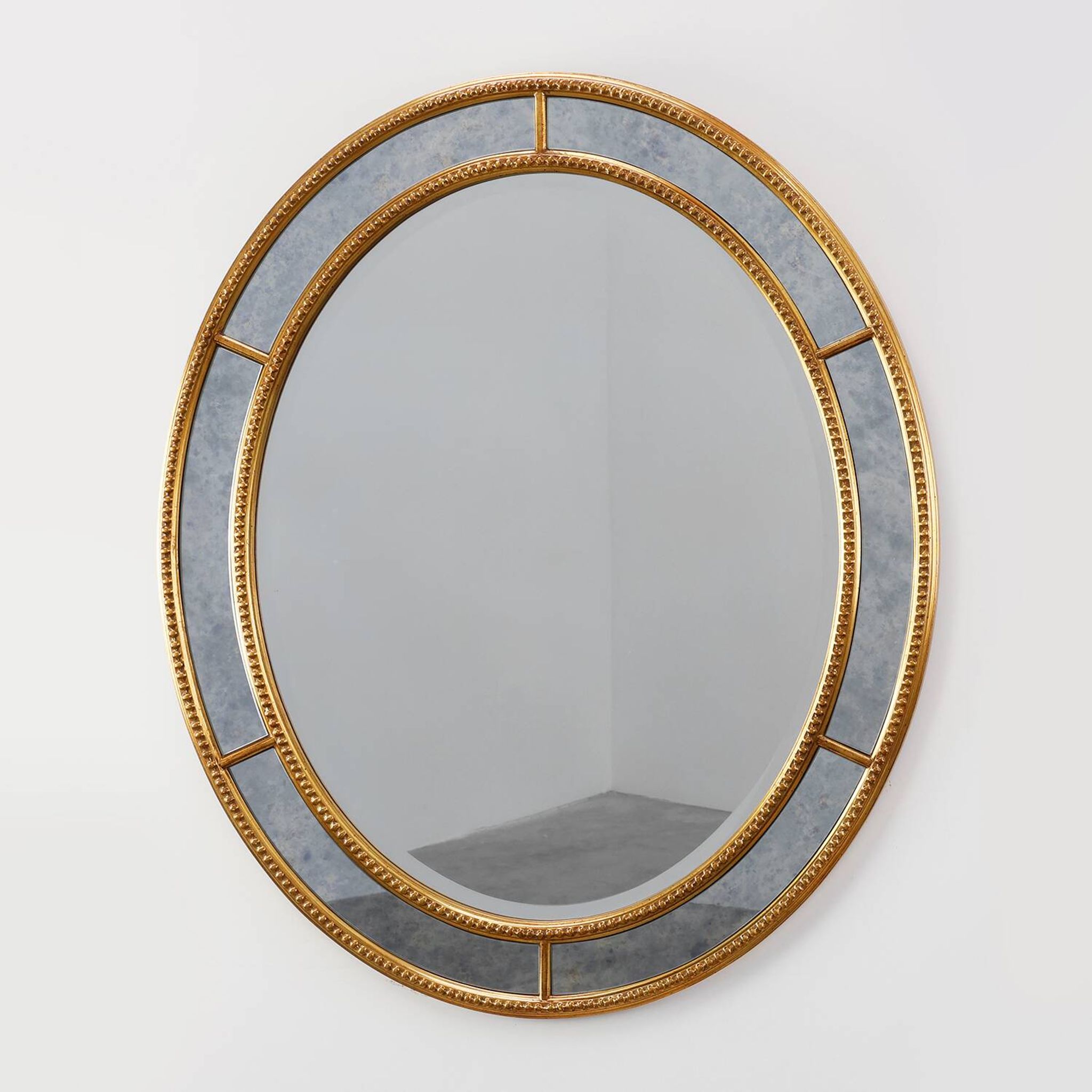 Mid-century gilt oval Mirror by Deknudt, Belgium 1980s